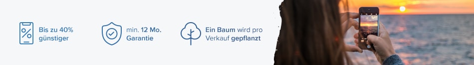 Bis zu 40% günstiger, 12 Monate Garantie und ein Baum wird pro Verkauf gepflanzt