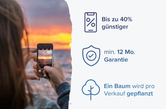 Bis zu 40% günstiger, 12 Monate Garantie und ein Baum wird pro Verkauf gepflanzt
